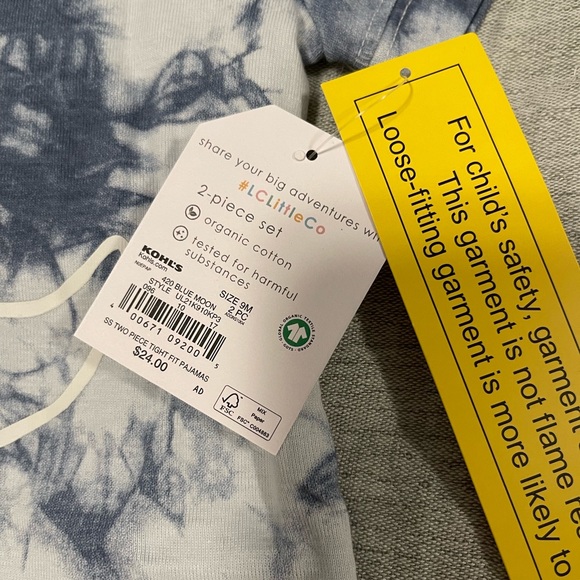 Little Co. Lauren Conrad Baby Girl PJ Set Blue Moon Tie Dye 9m NWT - Picture 2 of 3